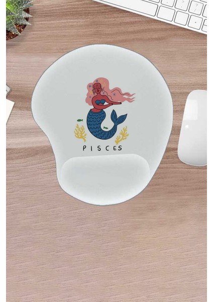 Damla, Beyaz, Balık Burcu, Pisces, Mouse Pad, Bilek Destekli Oyuncular Için Mousepad