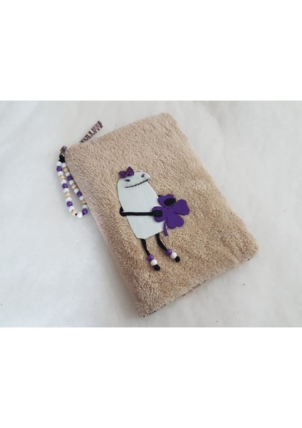 Tablet/ebook Çantası Kılıfı Peluş Bej -Mor