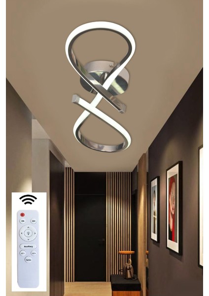 3 Renk Plafonyer Kumandalı Krom Kasa LED Avize Modern Sonsuzluk Ledli Avize