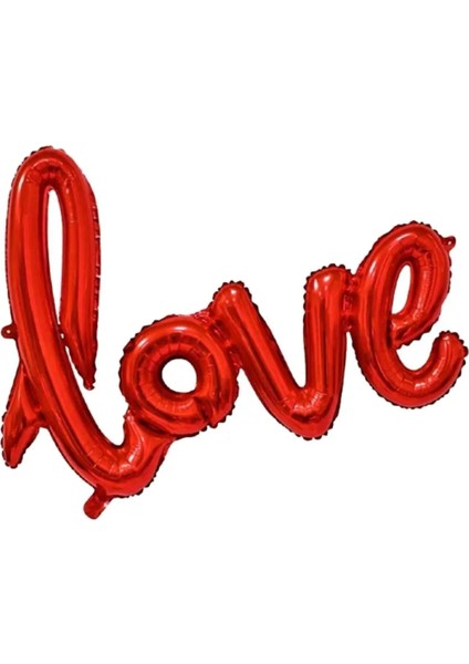 Folyo Balon Love El Yazılı Helyum Balon Kırmızı
