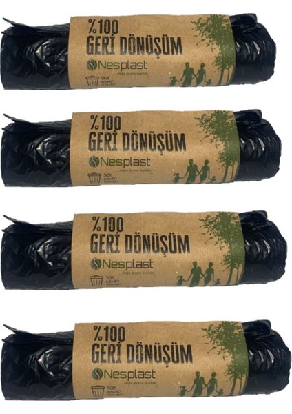 Endüstriyel Jumbo Çöp Torbası 400 Gr. Siyah 80X110 Extra Kalın 10' Lu 4 Rulo Çöp Poşeti