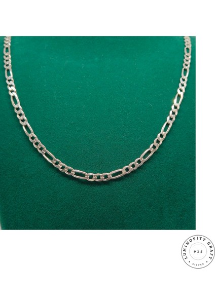 5mm Figaro 925 Ayar Gümüş Erkek Unisex Zincir Kolye