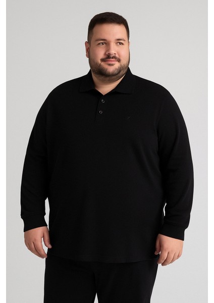 Erkek %100 Pamuk Siyah Uzun Kollu Polo Yaka Tişört modelleri