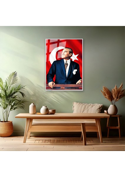 Atatürk ve Bayrak Metal Çerçeveli Cam Tablo Modeli Sınıf Tablosu Okul Ev Ofis Tablosu fiyatları