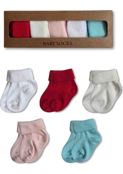 0-6 Ay Bebek Kutulu Soket Çorap 5li Set