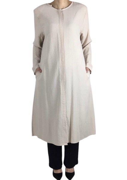 Kadın Önü Patlı Fermuarlı Gizli Cepli Ince Yazlık Kap