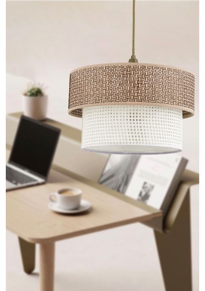 Rattan 2 Katlı Pasta Sarkıt Avize Çocuk Odası Yatak Odası Salon Mutfak Hol
