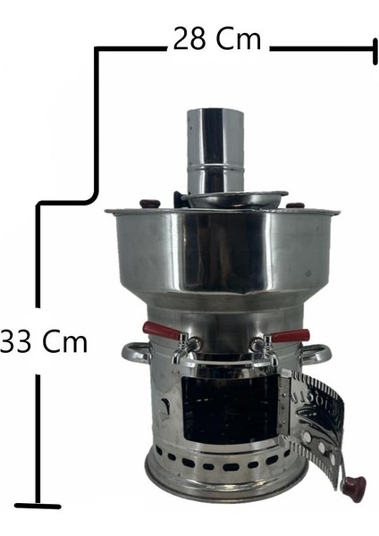 Paslanmaz 304 Çelik 10 Litre Çift Hazneli Demlikli Semaver