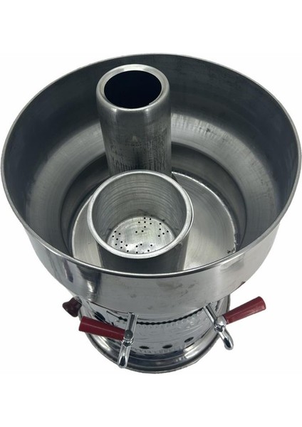 Paslanmaz 304 Çelik 10 Litre Çift Hazneli Demlikli Semaver
