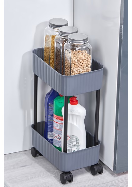 Easy 2 Katlı Çok Amaçlı Raf Banyo ve Mutfak Organizer Düzenleyici (Tekerlekli)