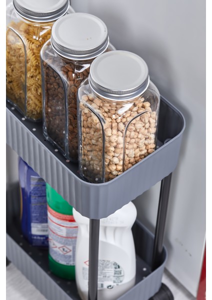 Easy 2 Katlı Çok Amaçlı Raf Banyo ve Mutfak Organizer Düzenleyici (Tekerlekli)