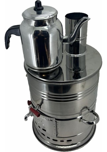 Paslanmaz 304 Çelik Demlikli 7 Litre Semaver