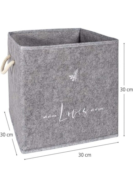 Keçe Raf Organizer, Raf Düzenleyici Saklama Kutusu, Gri, 30 x 30 x 30 cm , 27 Litre