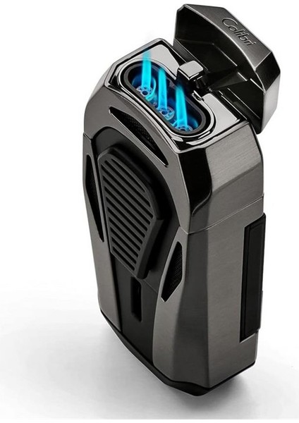 Colibri Boss Üçlü Jet Çakmak Puro Çakmağı Kesicili Siyah