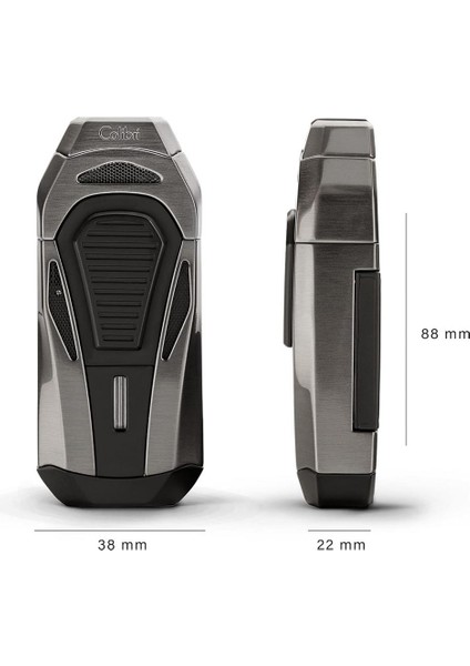 Colibri Boss Üçlü Jet Çakmak Puro Çakmağı Kesicili Siyah modelleri