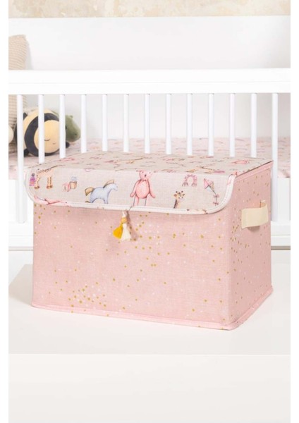 Bebek Pembe Maxi Saklama Kutusu, Bebek Odası Düzenleyici, Bebek Hurç, 35 x 24 x 23 cm , 19 Litre