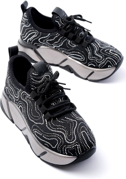 RS-402 Bağcıklı Fileli Taşlı Platin Taban Günlük Kadın Spor fırsatları