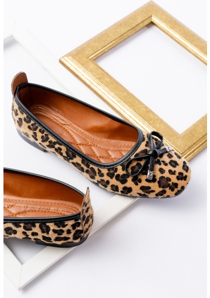 Potin Leopar Fiyonklu ( 2 Cm) Oval Burunlu Günlük Kullanım Babet indirimleri