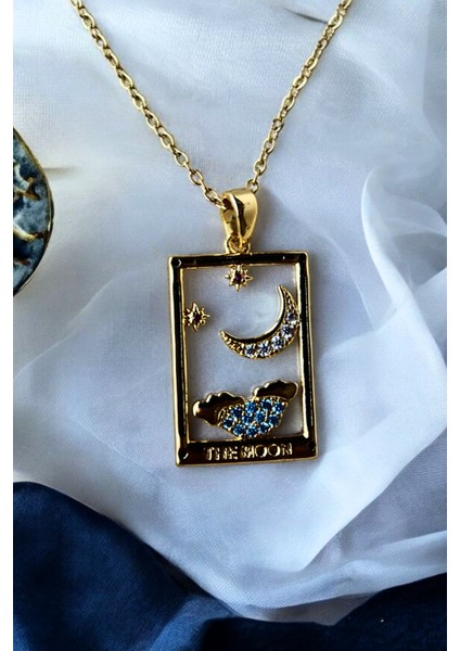 Ay Yıldız ve Bulut Motifli Çelik Kolye