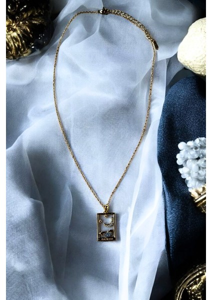 Ay Yıldız ve Bulut Motifli Çelik Kolye fiyatları