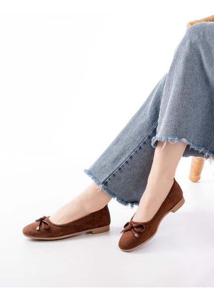 Potin Kahve Süet Fiyonklu ( 2 Cm) Oval Burunlu Günlük Kullanım Babet fiyatları
