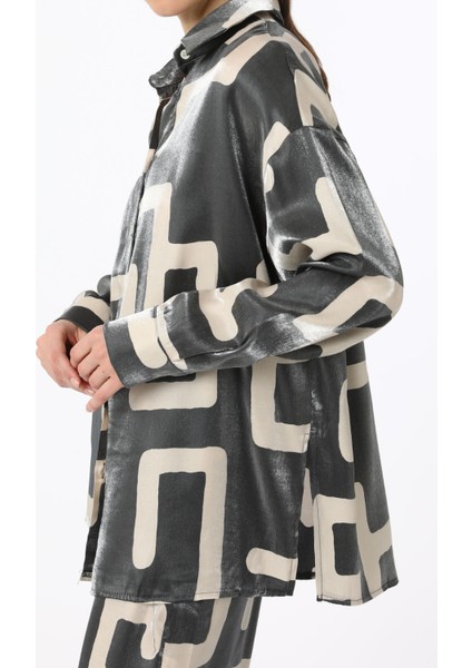Geometrik Desenli Saten Tunik & Pantolon Takım fiyatları