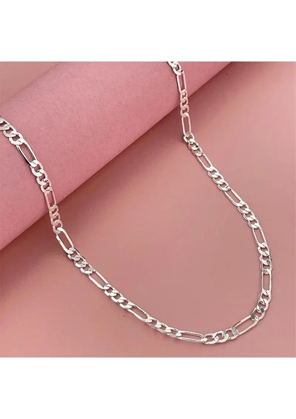 Çelik Kolye Klasik 3+1 Zincir Model 4 mm Kalınlık 55 cm Uzunluk Gümüş Silver