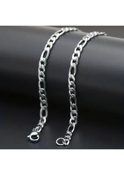 Çelik Kolye Klasik 3+1 Zincir Model 4 mm Kalınlık 55 cm Uzunluk Gümüş Silver