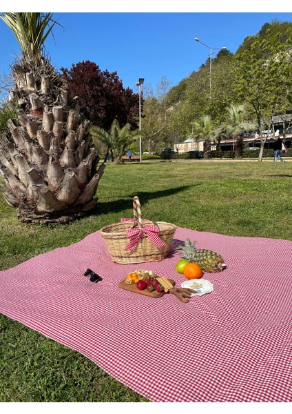 m Çift Renkli Fiyonklu Piknik Sepeti ve Sofra Bezi Seti modelleri