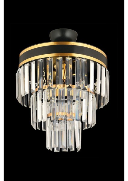 Çağla 4 Lü Siyaha Gold Yaldızlı 30 Luk Modern Salon Avizesi