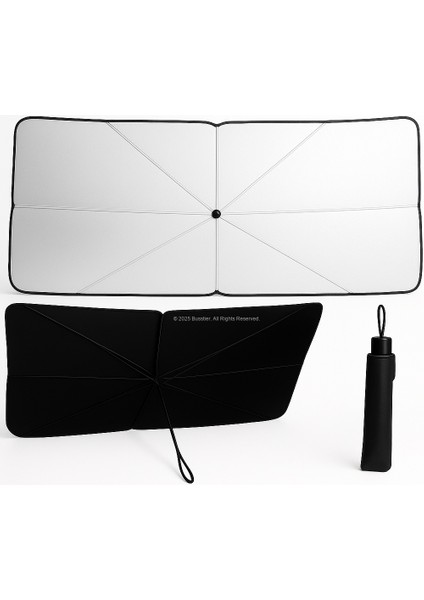 Katlanabilir Şemsiye Tipi Güneşlik 140X80 cm Uv Koruma Isı Yalıtımı Kolay Kurulum