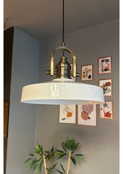 Açe Beyaz Tekli Delikli Eskitme Başlık Avize Retro Sarkıt Ofis Showroom Salon Mutfak Avizeleri