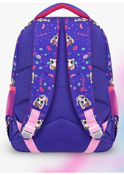 Lisanslı Mor-Pembe Kedi Desenli Kız Çocuk Okul Sırt Çantası & Beslenme Çantası & Kalemlik fırsatları