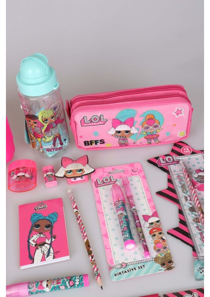 Dekomus Ile Lisanslı L.o.l. Surprıse 24 Parça Premıum Kırtasiye Seti Kalem Çantası,çift Taraflı Not Defteri,cetvel,kurşun Kalem,kalemtraş ve Silgi Seti