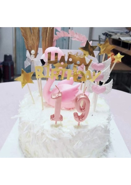 1 Yaş Parlak Pembe Şık Mum 12 cm
