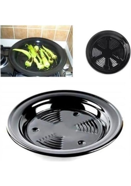 Ocak Üstü Emaye Közleme Tavası, Patlıcan, Biber, Kestane ve Mısır Közle, Ocak Üstü Patlıcan Közlemeç, Pratik Közmatik, Pratik Kestanematik (32CM)