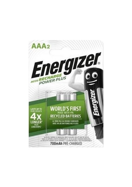 Energizer Power Plus 700MAH Aaa Şarj Edilebilir Ince Kalem Pil 2'li Paket
