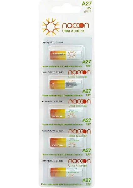 Ultra Alkalin A27 27A 12V 5'li Paket Bariyer Kumandası 27A 12V Alkalin Alarm Pili