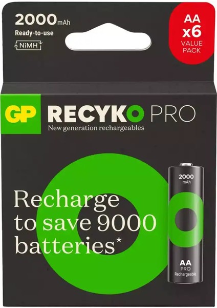 Gp Pro Recharge Aa 2000MAH 6'lı Kart Şarjlı Pil