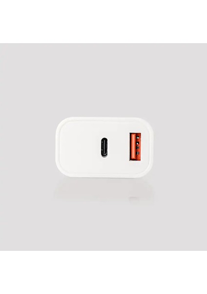 20W Pd3.0/quick Charge Qc3.0 Type Usb-C +Usb A Hızlı Beyaz Ev Şarj Adaptörü