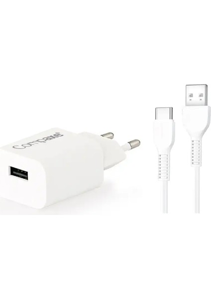 CTA-521UTB24 10W 5V 2.1A Tek USB + USB To Type C 2.4A Kablolu Set Beyaz