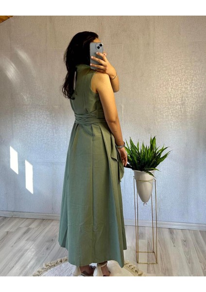 Keten Kuşaklı Elbise