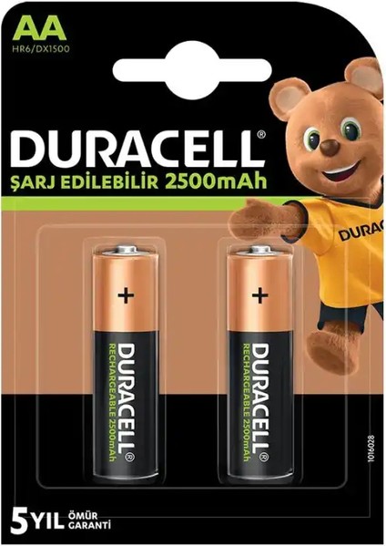 Duracell Şarj Edilebilir Pil 2'li Aa Kalem Pil 2500 Mah