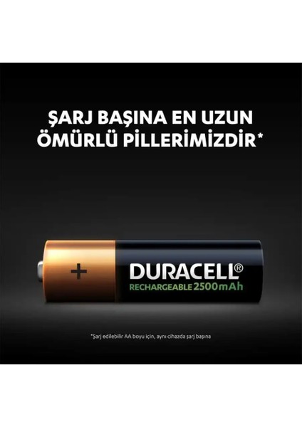 Duracell Şarj Edilebilir Pil 2'li Aa Kalem Pil 2500 Mah