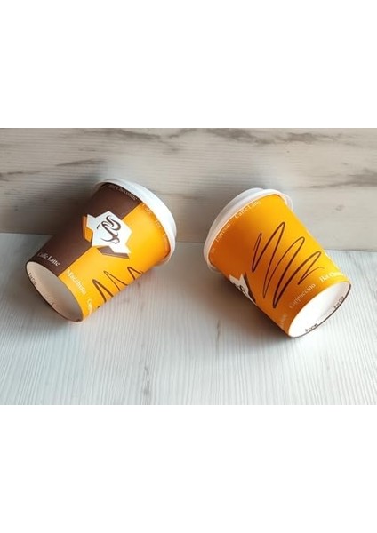8 Oz Kapaklı Karton Bardak 100 Adet Bardak+ 100 Adet Kapak