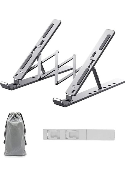 Notebook Standı 2in1 Katlanabilir Taşınabilir Folding Alüminyum Dizüstü Bilgisayar Standı Telefon Standlı 13 Kademeli