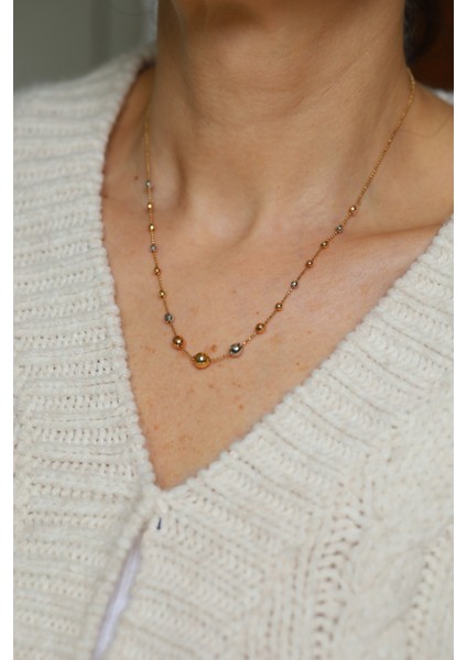 14 Ayar Altın Süzme Dorika Top Dizisi Kolye