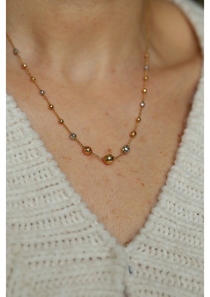 14 Ayar Altın Süzme Dorika Top Dizisi Kolye modelleri