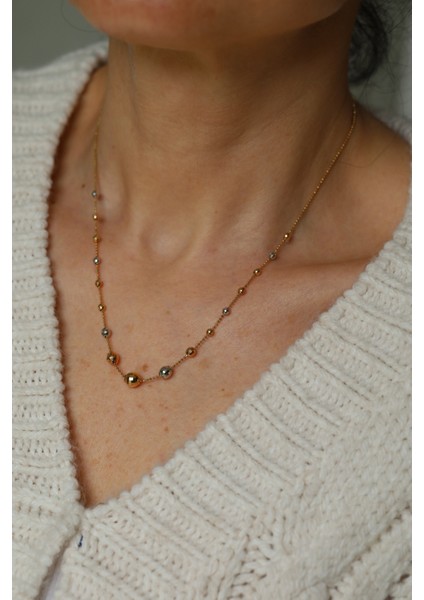 14 Ayar Altın Süzme Dorika Top Dizisi Kolye fırsatları