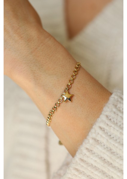 14 Ayar Altın Yıldız Sallantılı Doch Bileklik fiyatları